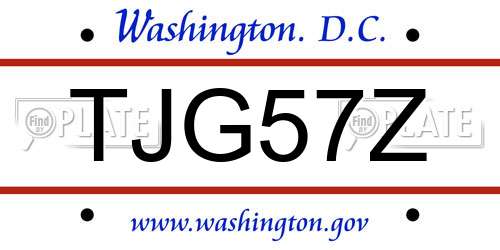 TJG57Z District Of Columbia License Plate