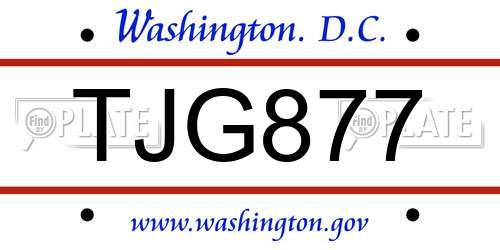 TJG877 District Of Columbia License Plate