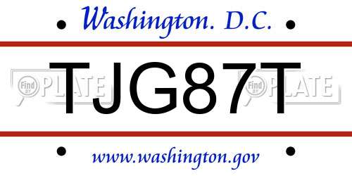 TJG87T District Of Columbia License Plate