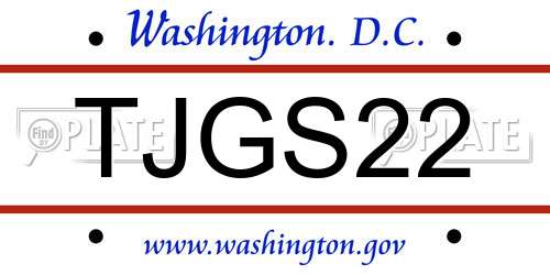 TJGS22 District Of Columbia License Plate
