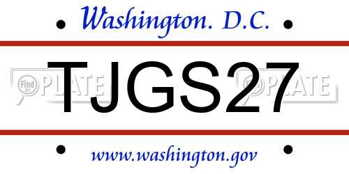 TJGS27 District Of Columbia License Plate