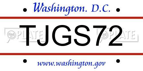 TJGS72 District Of Columbia License Plate