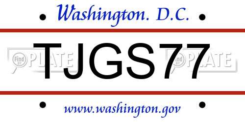 TJGS77 District Of Columbia License Plate