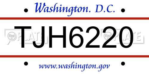 TJH6220 District Of Columbia License Plate