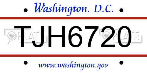 TJH6720 District Of Columbia License Plate