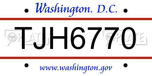 TJH6770 District Of Columbia License Plate