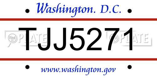 TJJ5271 District Of Columbia License Plate