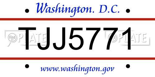 TJJ5771 District Of Columbia License Plate