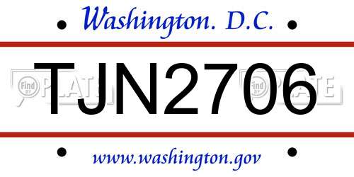 TJN2706 District Of Columbia License Plate