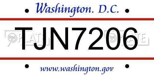 TJN7206 District Of Columbia License Plate