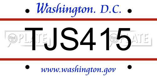 TJS415 District Of Columbia License Plate