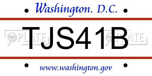TJS41B District Of Columbia License Plate
