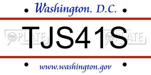 TJS41S District Of Columbia License Plate