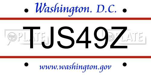 TJS49Z District Of Columbia License Plate