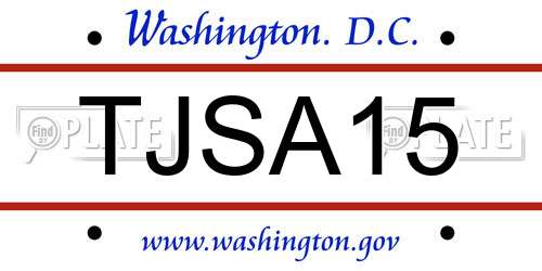 TJSA15 District Of Columbia License Plate