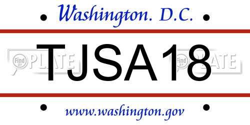 TJSA18 District Of Columbia License Plate