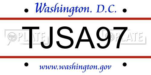 TJSA97 District Of Columbia License Plate