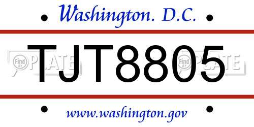 TJT8805 District Of Columbia License Plate