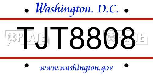TJT8808 District Of Columbia License Plate