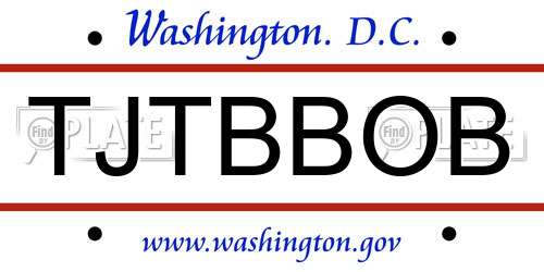 TJTBBOB District Of Columbia License Plate