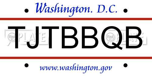TJTBBQB District Of Columbia License Plate