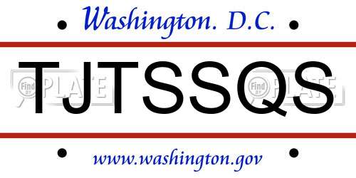 TJTSSQS District Of Columbia License Plate