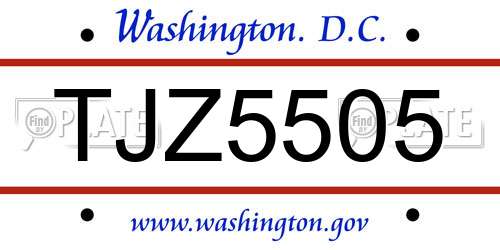 TJZ5505 District Of Columbia License Plate