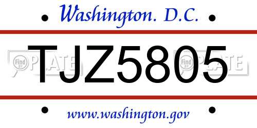TJZ5805 District Of Columbia License Plate