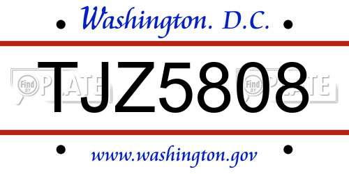 TJZ5808 District Of Columbia License Plate