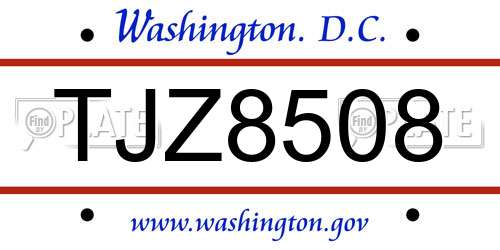 TJZ8508 District Of Columbia License Plate