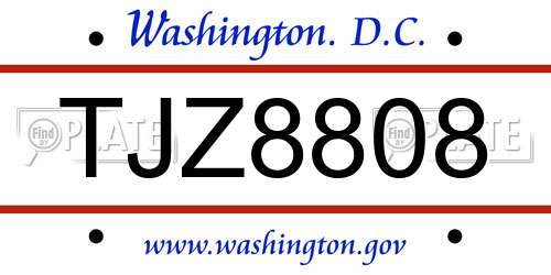 TJZ8808 District Of Columbia License Plate