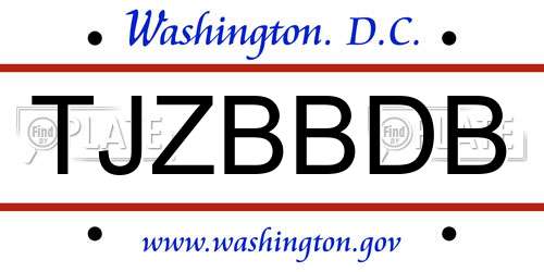 TJZBBDB District Of Columbia License Plate