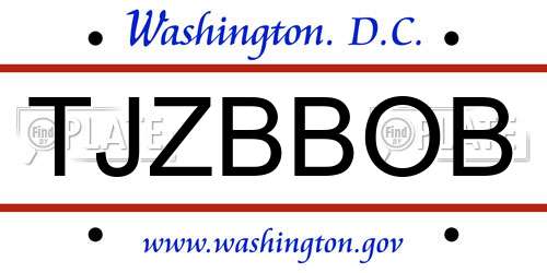 TJZBBOB District Of Columbia License Plate
