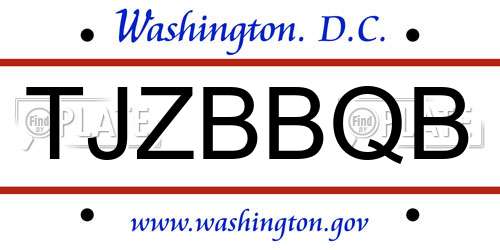 TJZBBQB District Of Columbia License Plate