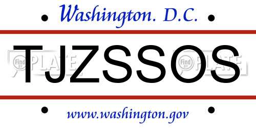 TJZSSOS District Of Columbia License Plate