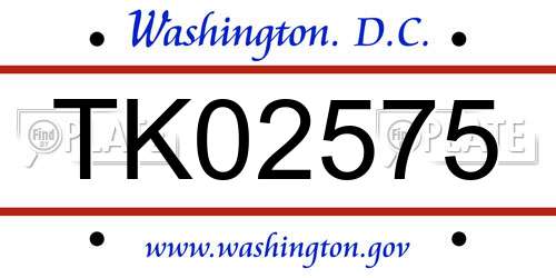 TK02575 District Of Columbia License Plate
