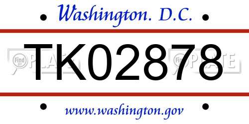 TK02878 District Of Columbia License Plate
