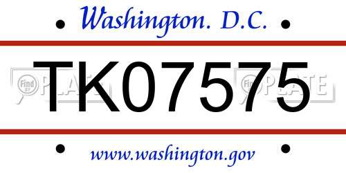TK07575 District Of Columbia License Plate