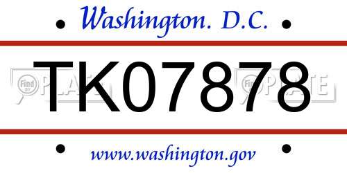 TK07878 District Of Columbia License Plate