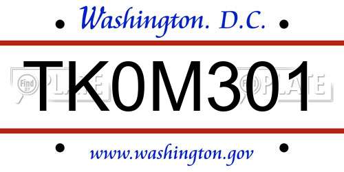 TK0M301 District Of Columbia License Plate