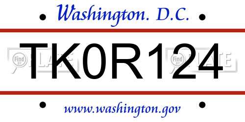TK0R124 District Of Columbia License Plate