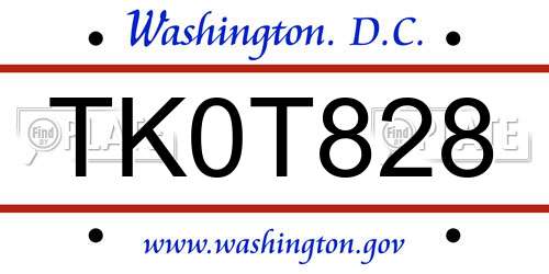 TK0T828 District Of Columbia License Plate