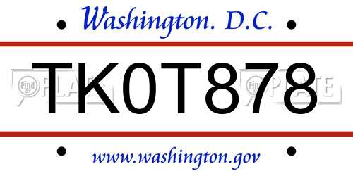 TK0T878 District Of Columbia License Plate