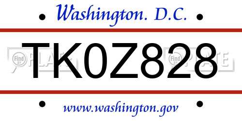 TK0Z828 District Of Columbia License Plate