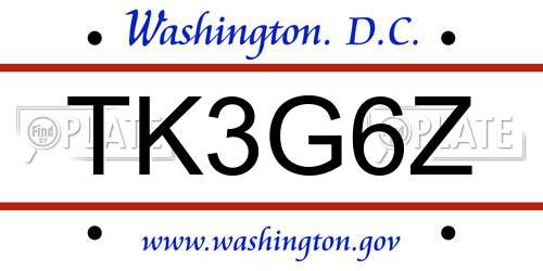 TK3G6Z District Of Columbia License Plate