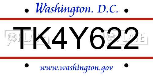 TK4Y622 District Of Columbia License Plate