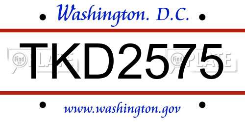 TKD2575 District Of Columbia License Plate