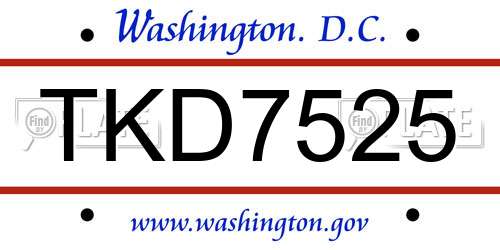 TKD7525 District Of Columbia License Plate