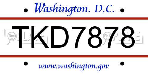 TKD7878 District Of Columbia License Plate