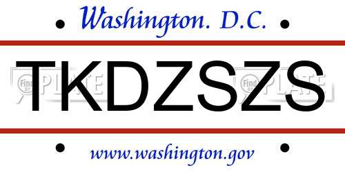 TKDZSZS District Of Columbia License Plate
